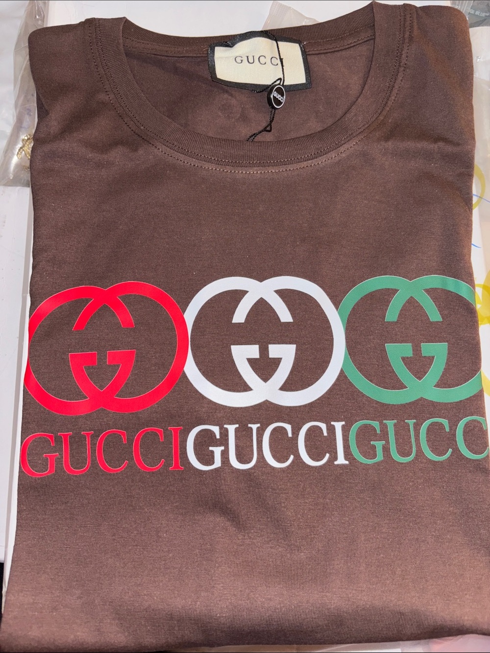 Brand New !! Black Tee with Red, White & Green Double G Logo Read 👇